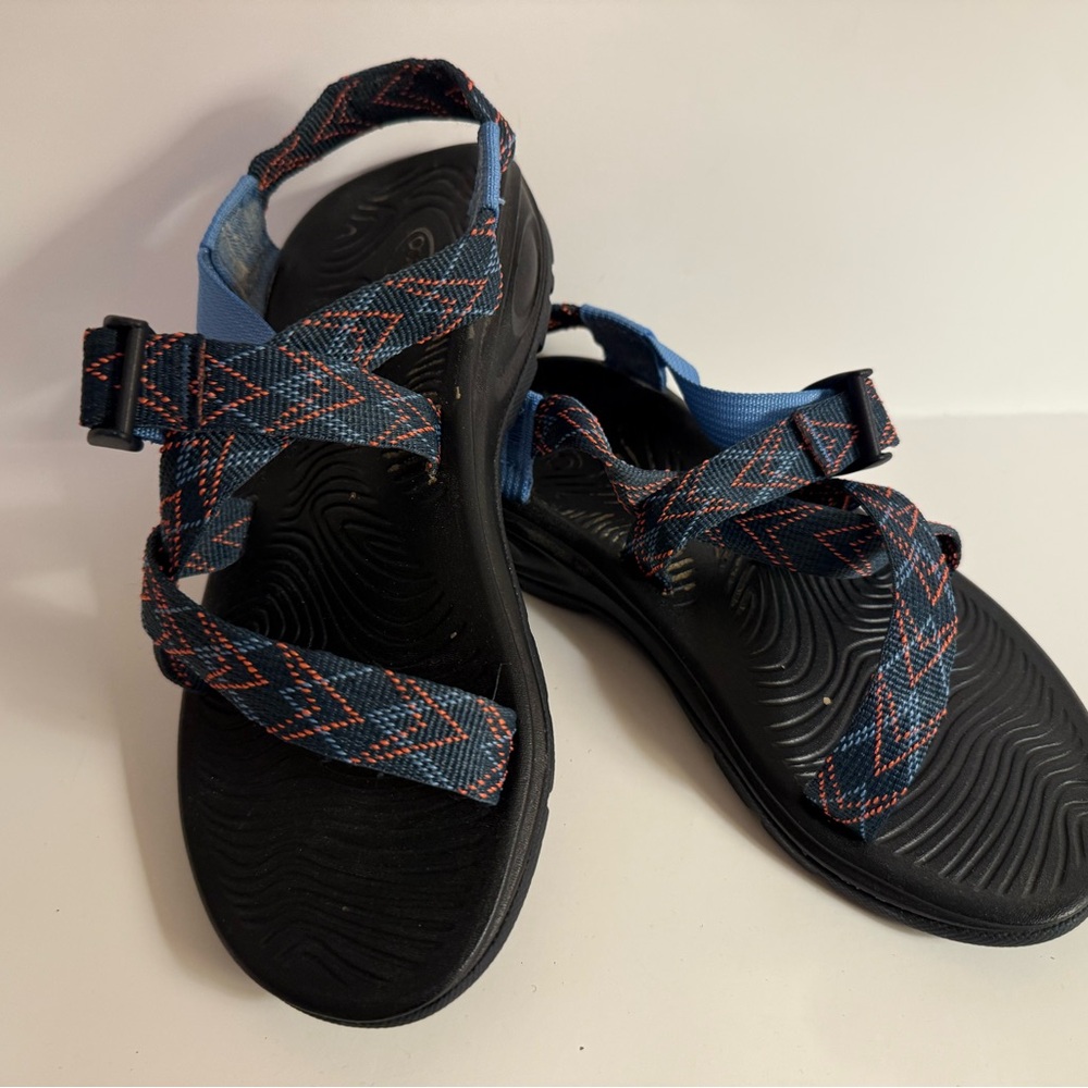 Chaco Navy and Orange Adjustable Strap Classic Sandal